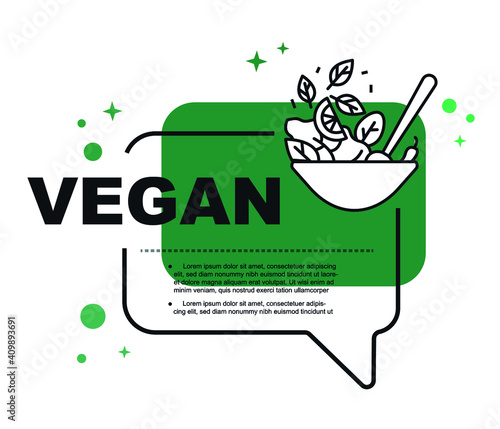 Salad bowl icon. Healthy food. Modern vector illustration for salad bar. Vegan and vegetarian nutrition banner, background.