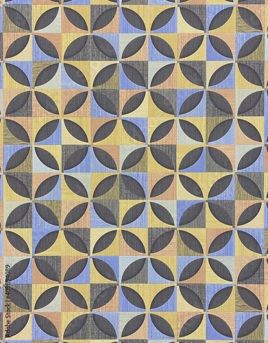 Geometric ornament wallpaper ribbed surface texture