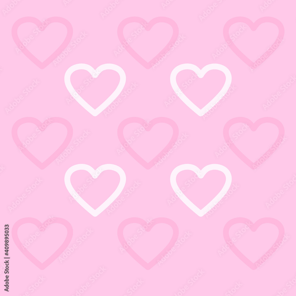 Happy Valentine's day greeting card. Hearts pattern background.