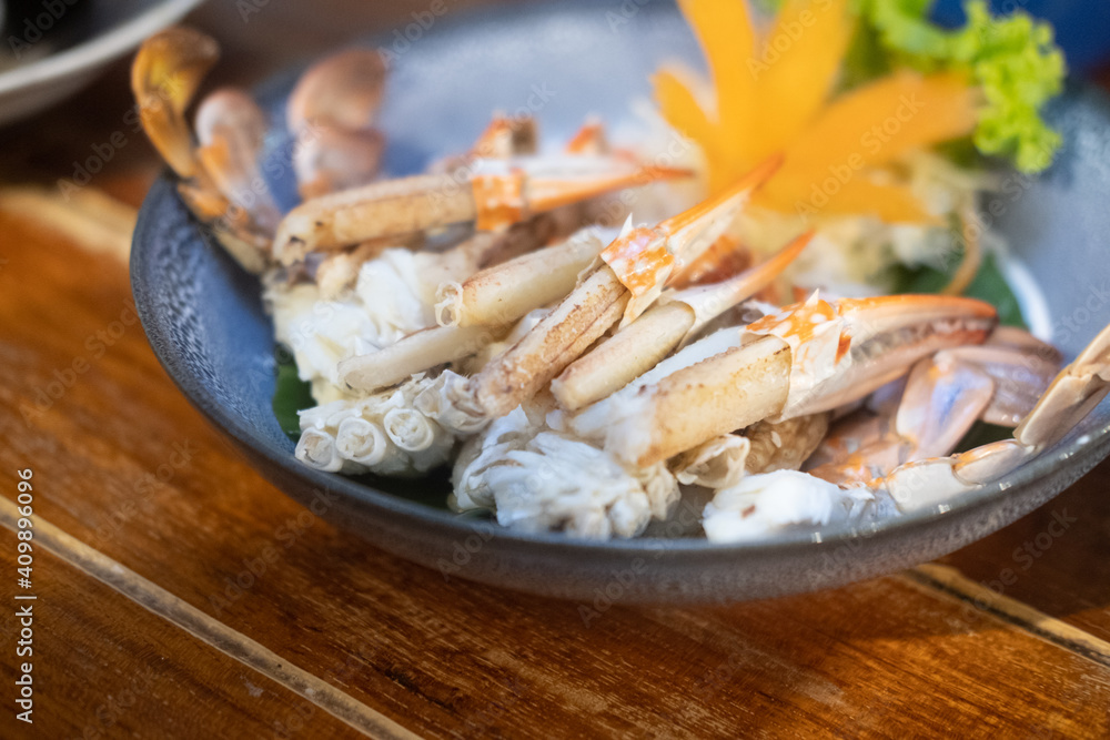 Steamed lump crab meat in dish ready to eat Steamed lump crab meat in dish ready to eat