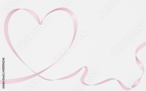 3D Render of Pink heart shape and ribbons design on white background,Composition,Copy Space.Interior Backdrop for Landing Page, Showcase, Product Presentation.valentine day background.