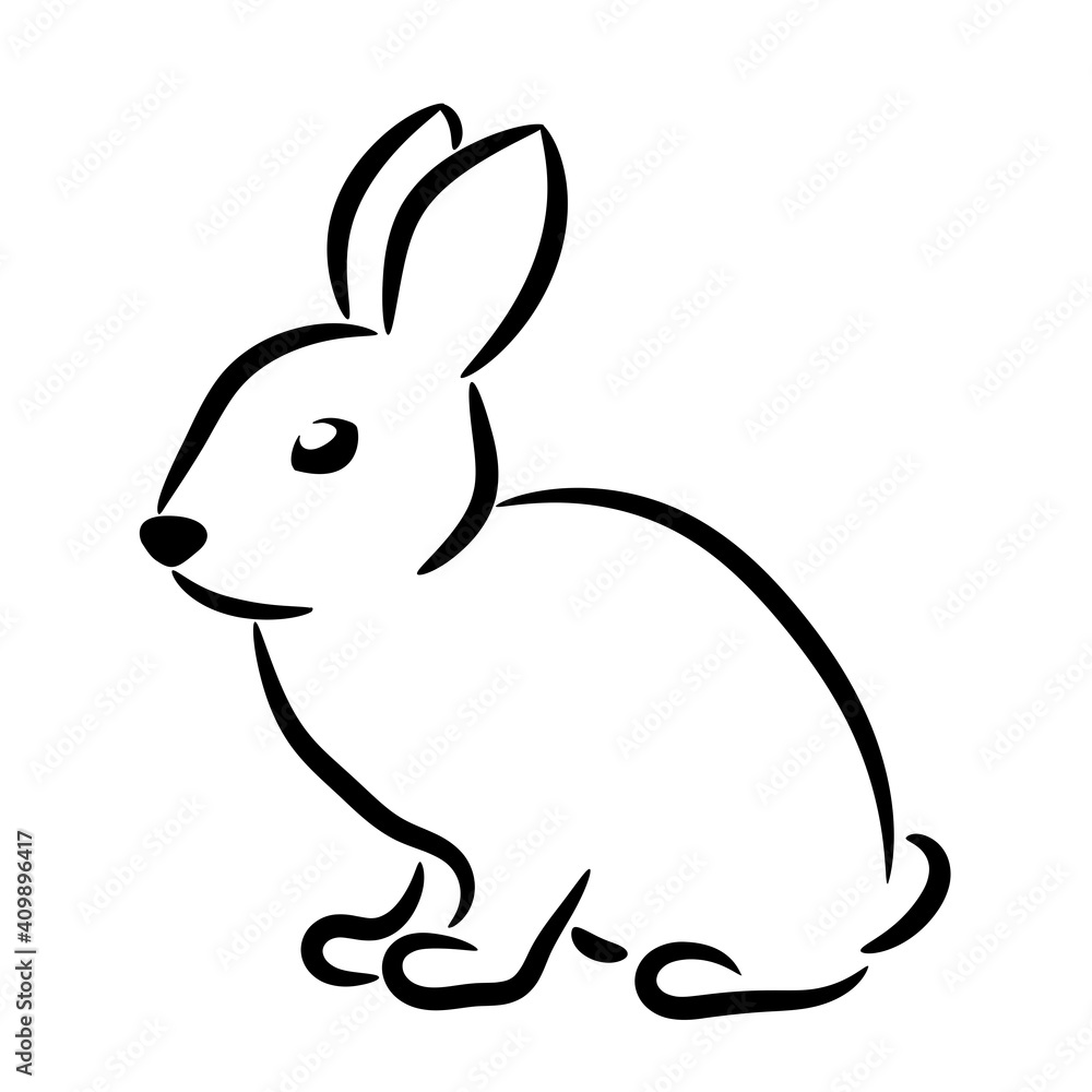Rabbit outline line art isolated icon Rabbit outline line art isolated icon