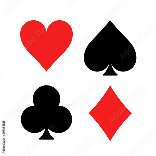 Play card symbol suit vector icon. Poker heart ace spade, diamond casino card symbol