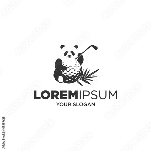 panda and golf silhouette vector logo
