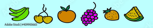 set of diet fruits cartoon icon design template with various models. vector illustration isolated on blue background