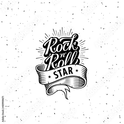 Rock and roll star lettering with ribbon