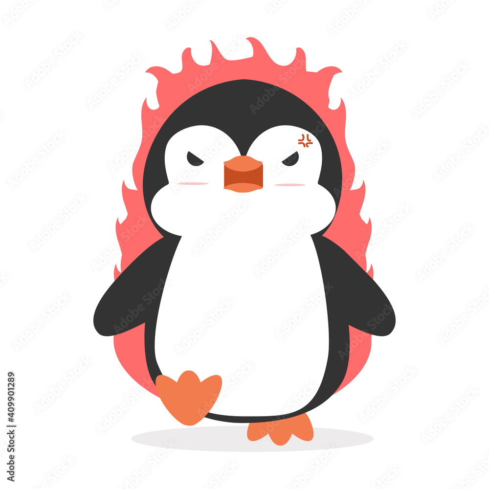 Naklejka premium Cute angry penguin cartoon vector