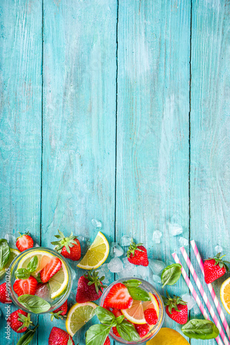 Strawberries and basil lemonade