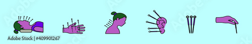 set of acupuncture cartoon icon design template with various models. vector illustration isolated on blue background