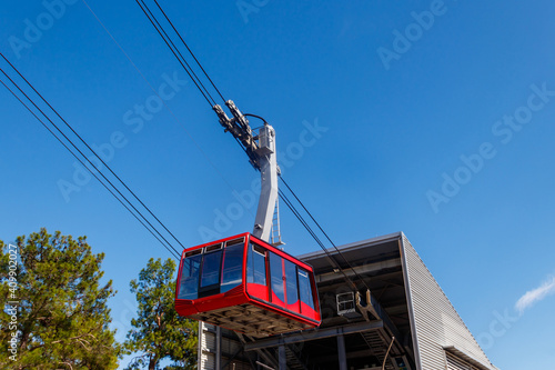 Cable car on ropeway leading to a top of Tahtali mountain in Antalya province, Turkey