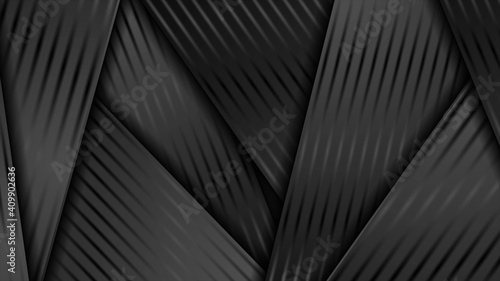 Abstract black glossy smooth stripes corporate background