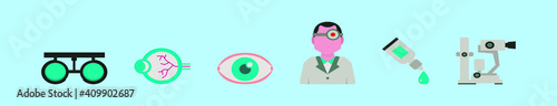 set of eye doctor cartoon icon design template with various models. vector illustration isolated on blue background