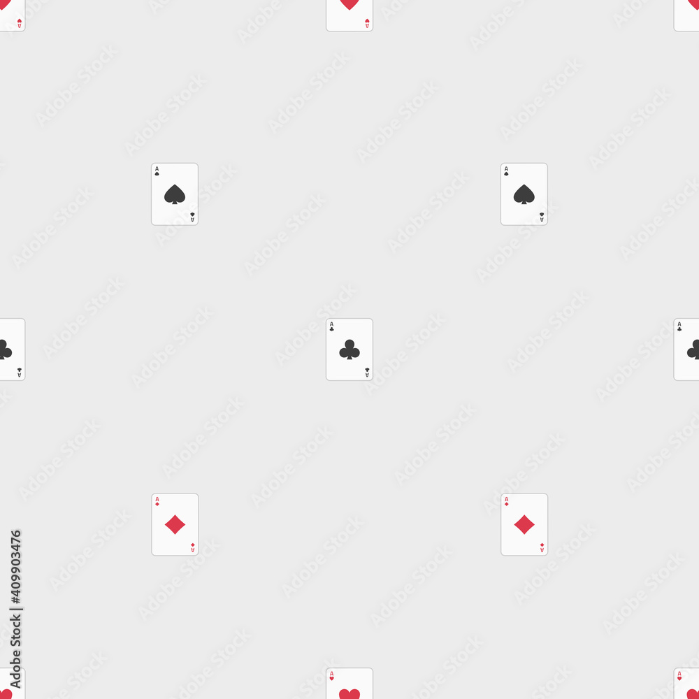 Seamless playing card pattern with all aces. Casino poker hazard risk games playing cards background template vector illustration. Seamless playing card pattern with all aces. Casino poker hazard risk games playing cards background template vector illustration.