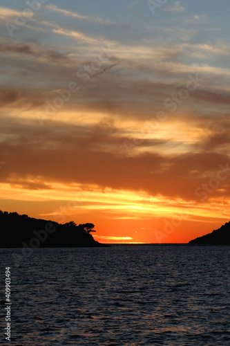 Beautiful sunset on island Lastovo  Croatia.