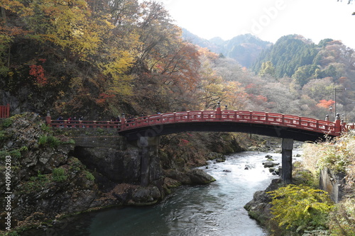 Shinkyo Bridge at Nikko Japan during autumn