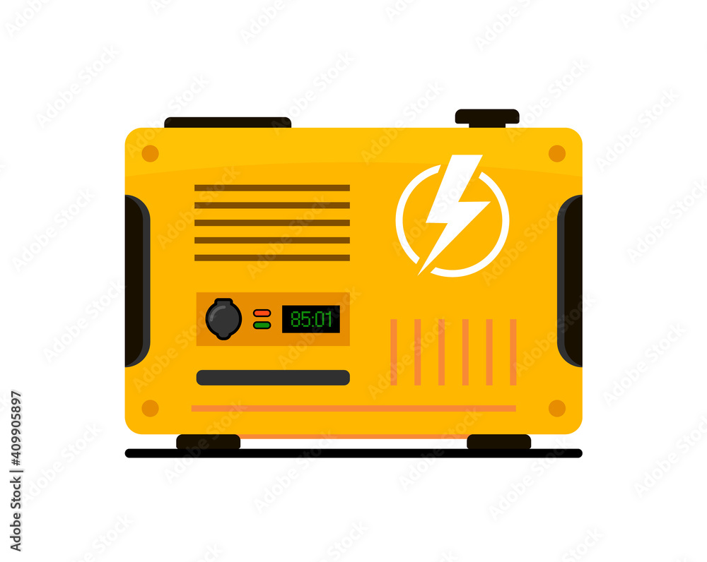 Portable electric power generator. Electric charger diesel portable flat generator icon - obrazy, fototapety, plakaty 