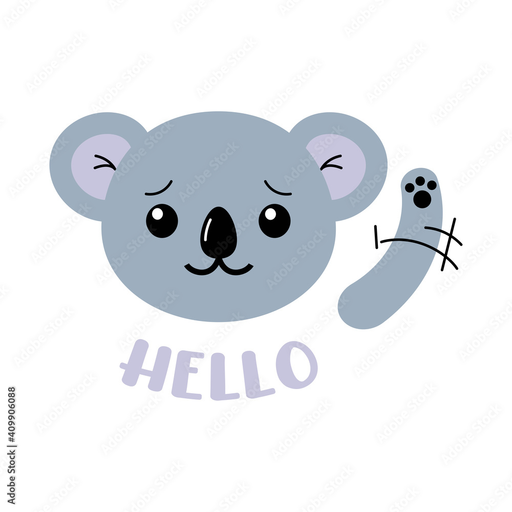 Cute Koala Character Flat Vector Icon Isolated on a White Background. Cute Koala Character Flat Vector Icon Isolated on a White Background.