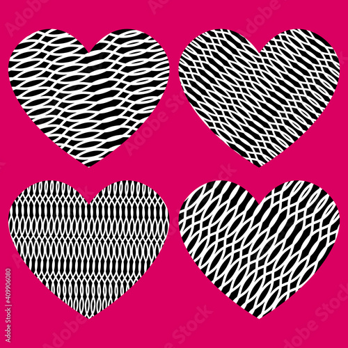 Black hand drawn heart. Design elements for Valentine's day, wedding, birthday, Mothers Day. Outline sihlouette. Love vector illustration for posters, card, postcard. Decorative isolated icon.