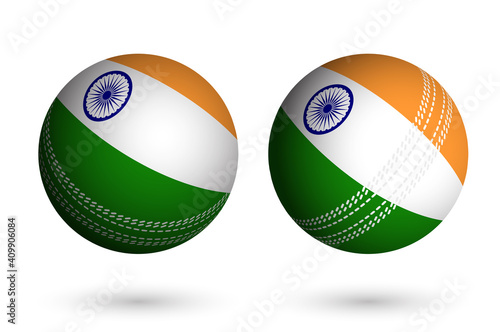cricket ball in realistic style in colors of flag of india. Summer team sports. 3d vector on white background