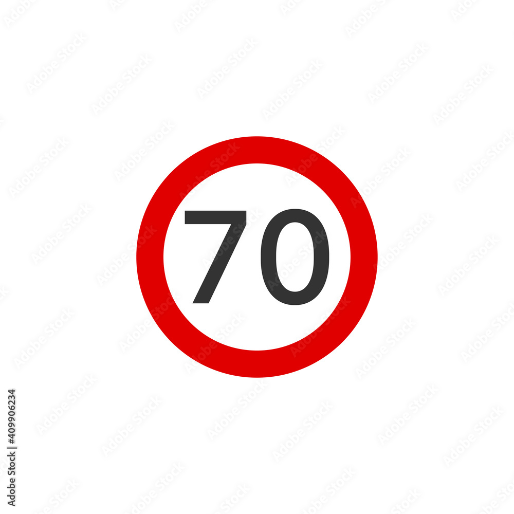 Speed limit 70 road sign icon. Traffic signs symbol modern, simple, vector, icon for website design, mobile app, ui. Vector Illustration Speed limit 70 road sign icon. Traffic signs symbol modern, simple, vector, icon for website design, mobile app, ui. Vector Illustration