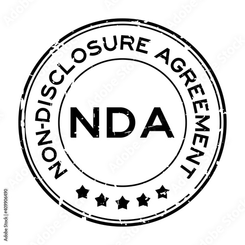 Grunge black NDA Non-disclosure agreement word round rubber seal stamp on white background