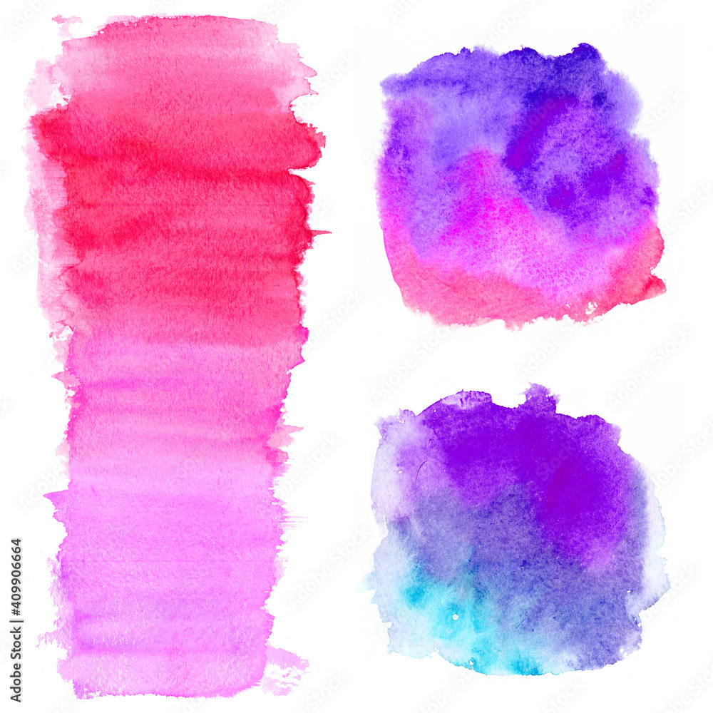 Hand drawn watercolor wash background in pink and purple