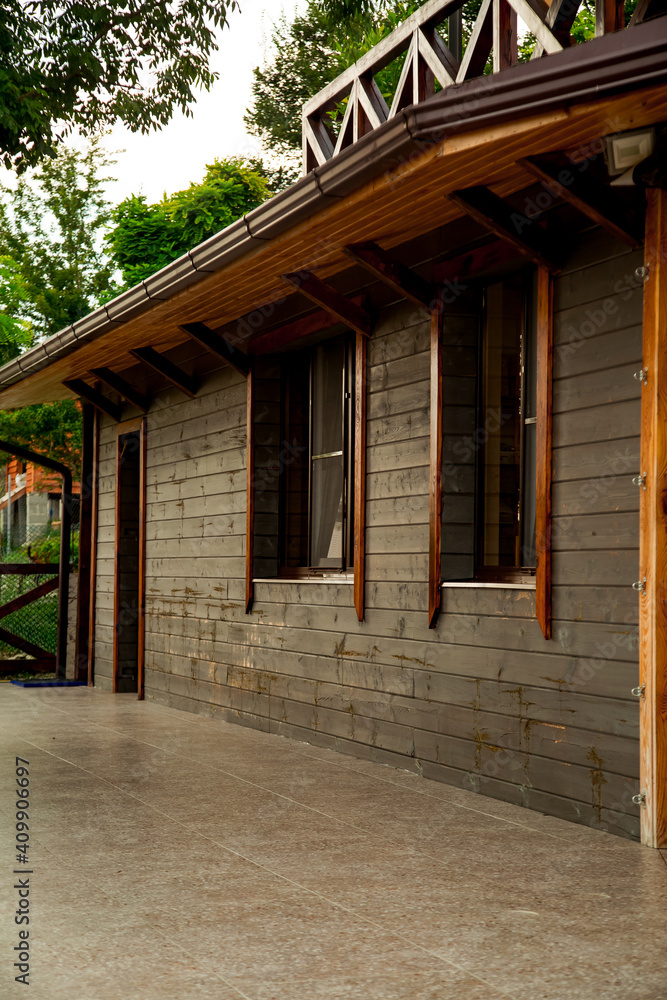 wooden, eco-friendly house with windows wooden, eco-friendly house with windows