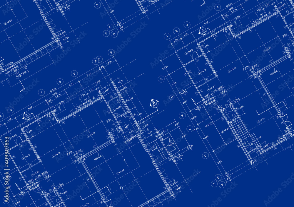 Fototapeta premium Write a blueprint architecture for building.