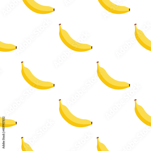 Banana seamless cartoon pattern background, vector fruit seamless yellow banana bunch illustration