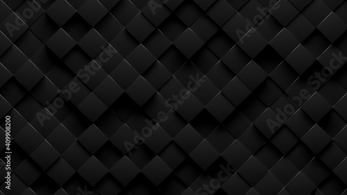 Random shifted rotated black cube boxes block background wallpaper