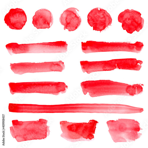 Bright red watercolor round and stripe stain set