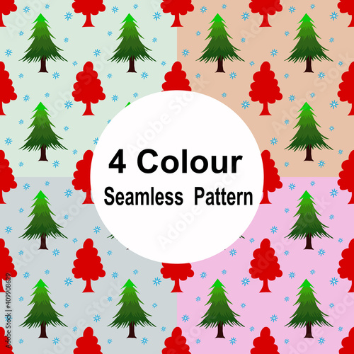 set of four seamless pine tree  patterns.  Can be used for textiles and surface textures, scrap-booking, greeting cards, gift wrap, wallpapers.