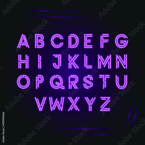 neon alphabet letters in a Latin font color pink