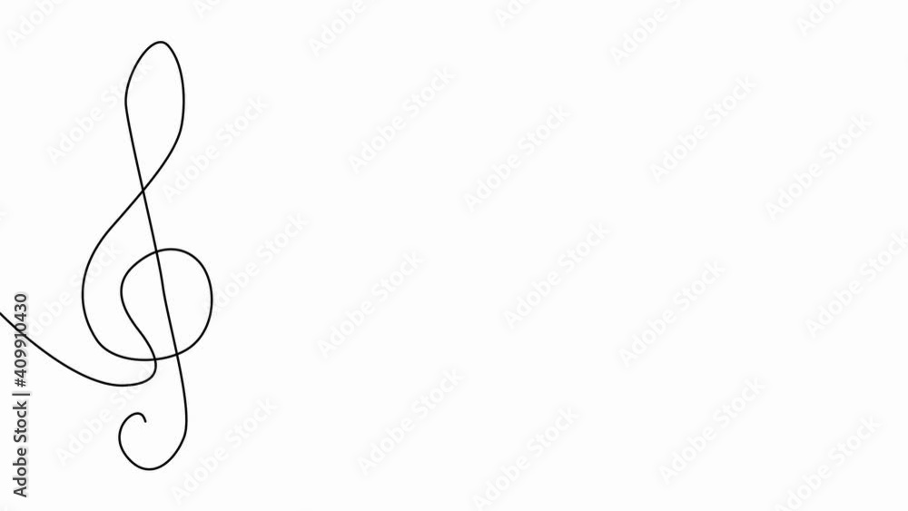 Draws animation of treble clef and notes by itself. The animation of the treble clef is drawn. Music notes animation. Musical symbols on lines with swirls. Draws animation of treble clef and notes by itself. The animation of the treble clef is drawn. Music notes animation. Musical symbols on lines with swirls.
