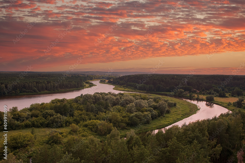Curve of Nemunas River as seen from Merkine observation deck, Lithuania