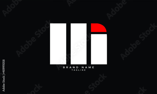 MI, NI, Abstract initial monogram letter alphabet logo design