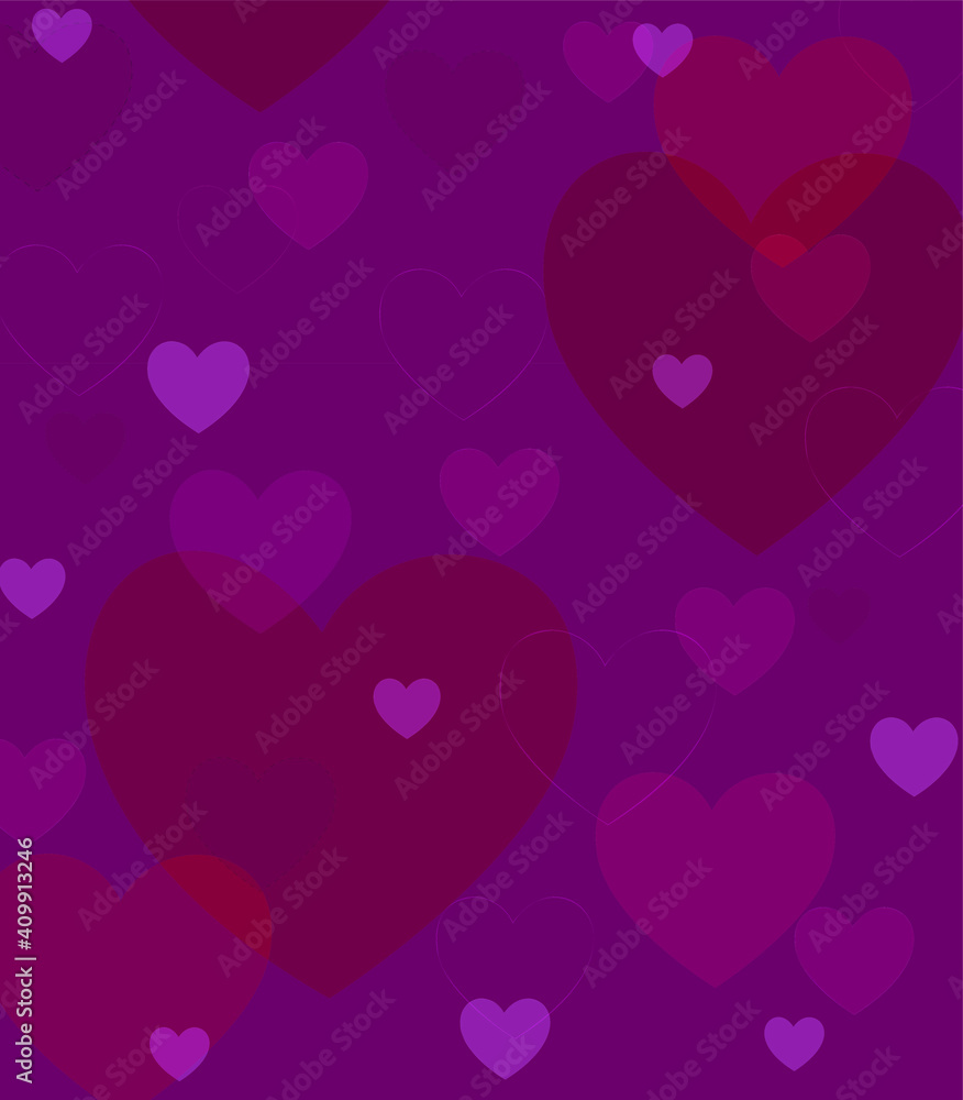 Crimson burgundy pink hearts. Background. A postcard. Vector illustration