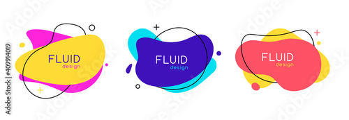 Blob abstract shape organic banner design element. Vector fluid round shape liquid amoeba