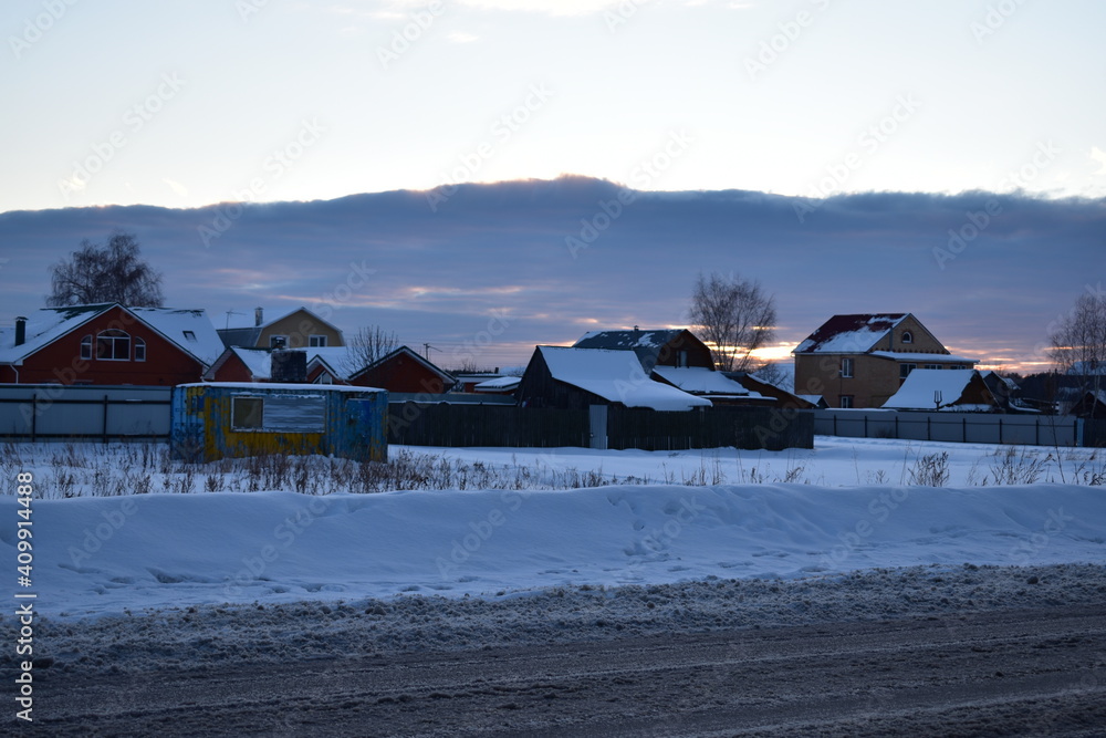 Fototapeta premium sunset view from highway in countryside