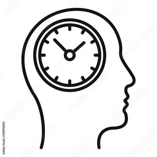 Mind time working icon. Outline mind time working vector icon for web design isolated on white background
