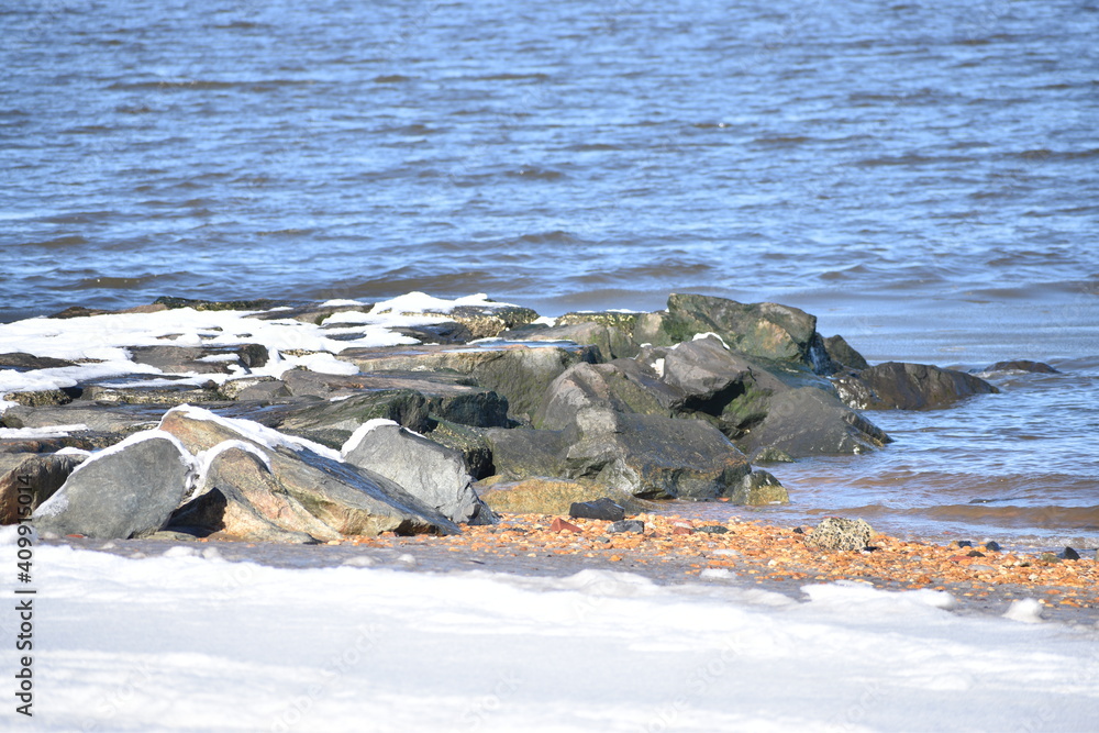 landscape with snow covered rocks landscape with snow covered rocks