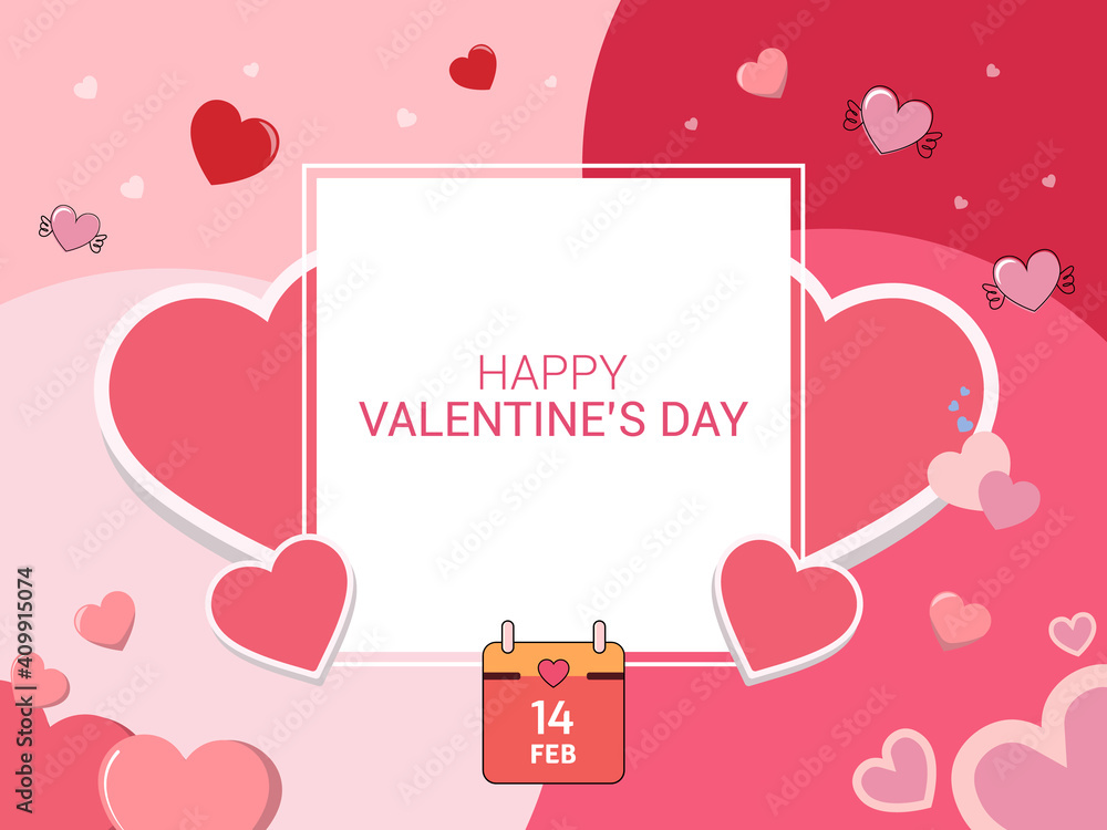 Happy Valentine's day background with heart composition for a trendy banner, poster or greeting card.Vector illustration.