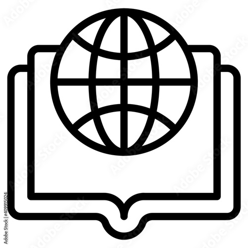 Globe with book, global study icon
