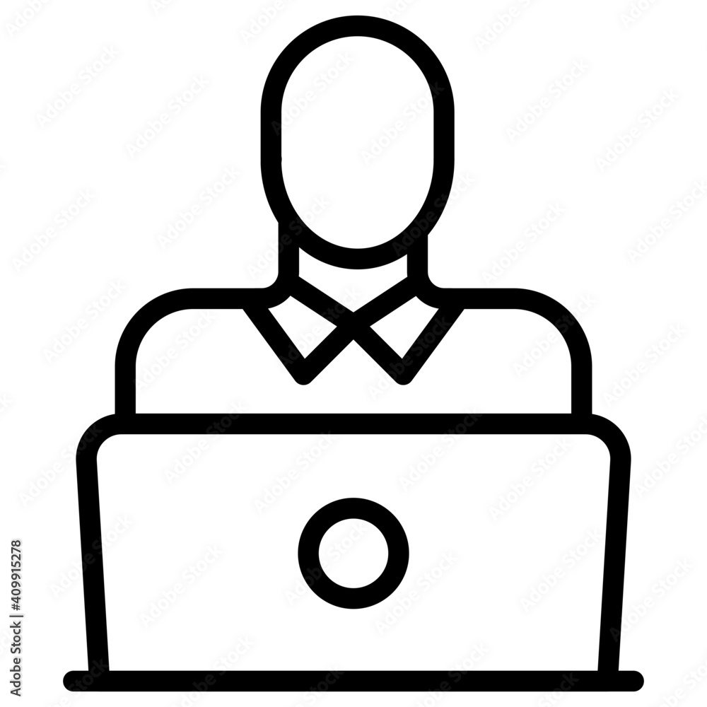 avatar in front of laptop, online student icon avatar in front of laptop, online student icon