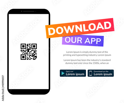 Cellphone download app landing page. Smartphone download our app mobile device banner
