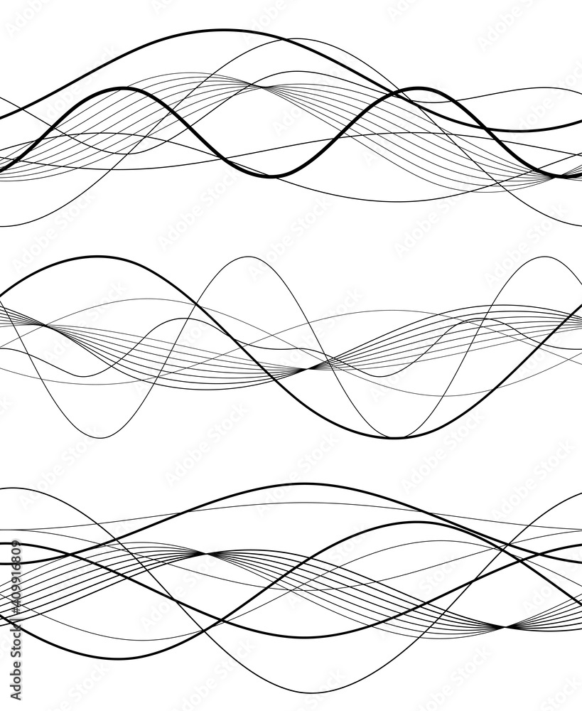Fototapeta Design elements. Wave of many gray lines. Abstract wavy stripes on white background isolated. Creative line art. Vector illustration EPS 10. Colourful shiny waves with lines created using Blend Tool