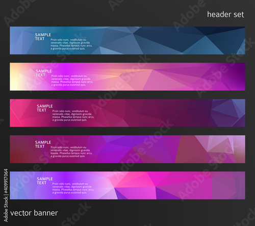 Set Design elements business presentation template. Vector illustration horizontal web banners background, backdrop abstract blurry form. EPS 10 for web buttons template, web site page presentation