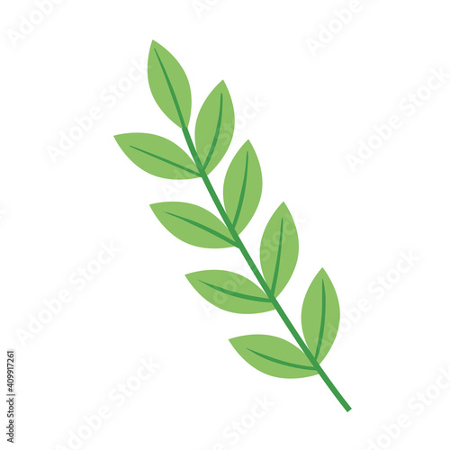 branch with leafs ecology nature icon vector illustration design