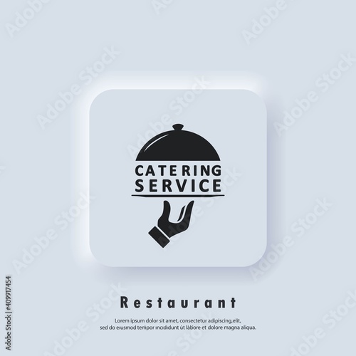 Catering service logo. Catering services icon. Vector. Neumorphic UI UX white user interface web button. Neumorphism