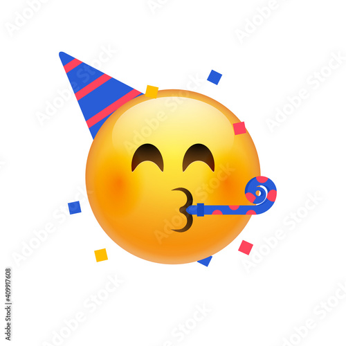 Birthday party emoji celebrate emoticon. Happy birthday face hat emoji